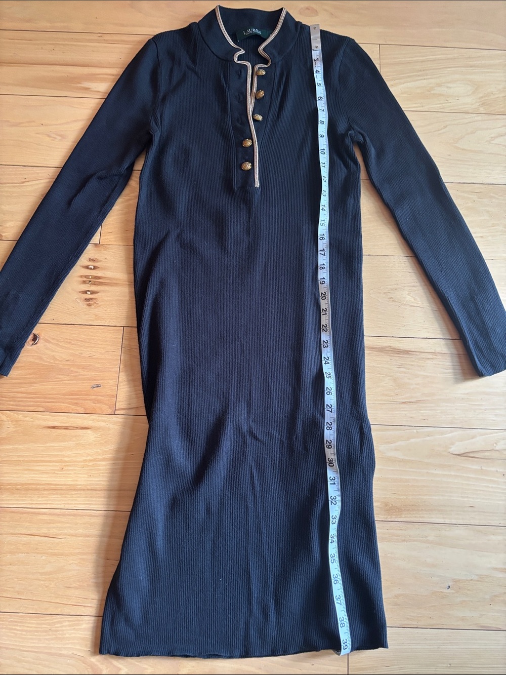 Ralph Lauren Black Long-Sleeve Dress with Gold Buttons - Picture 4 of 4